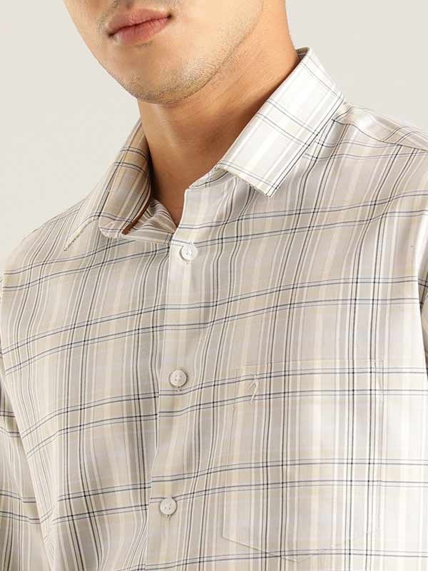 Indian Terrain Men Checkered Grey Shirt